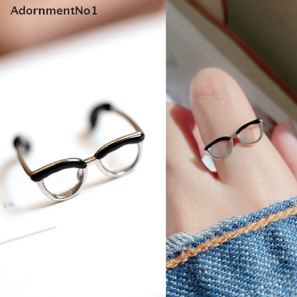 (AdornmentNo1) Cincin Terbuka Adjustable Gaya Bohemian Motif Kacamata Lucu Untuk Perhiasan Wanita