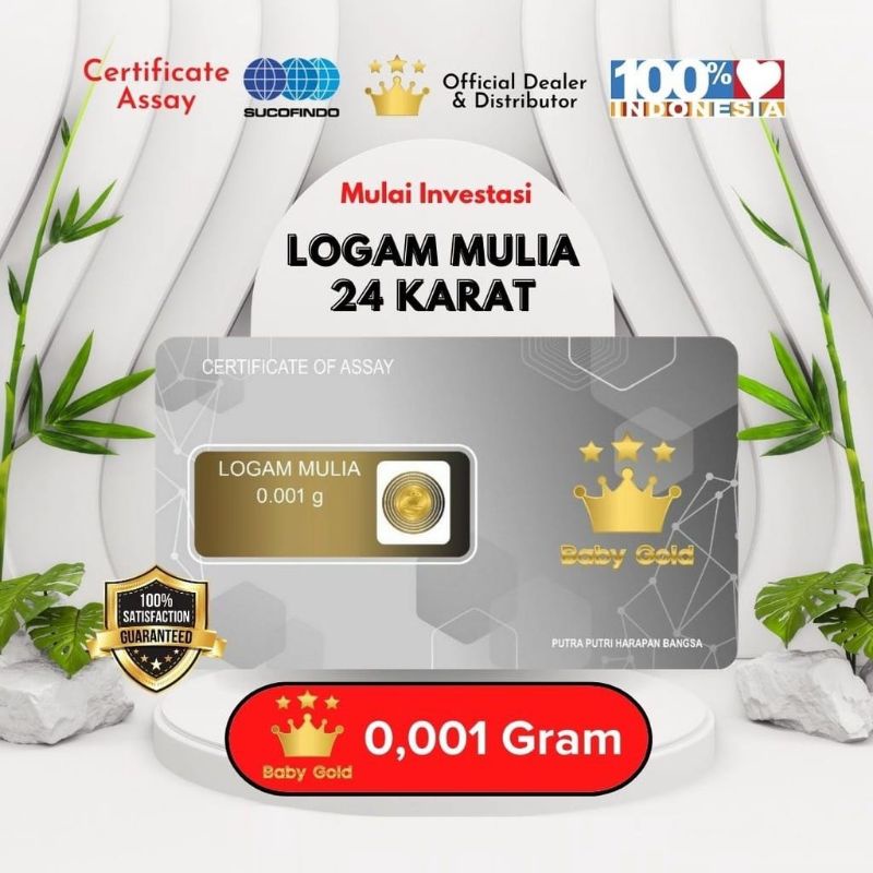 BABY GOLD Emas Mini 0.001 gram Asli 24 karat Emas Mini Batangan