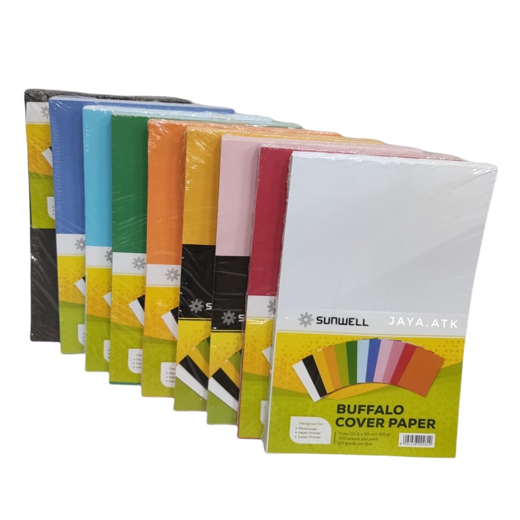 KERTAS BUFFALO KARTON JILID WARNA FOLIO 150 GSM ISI 100 LBR