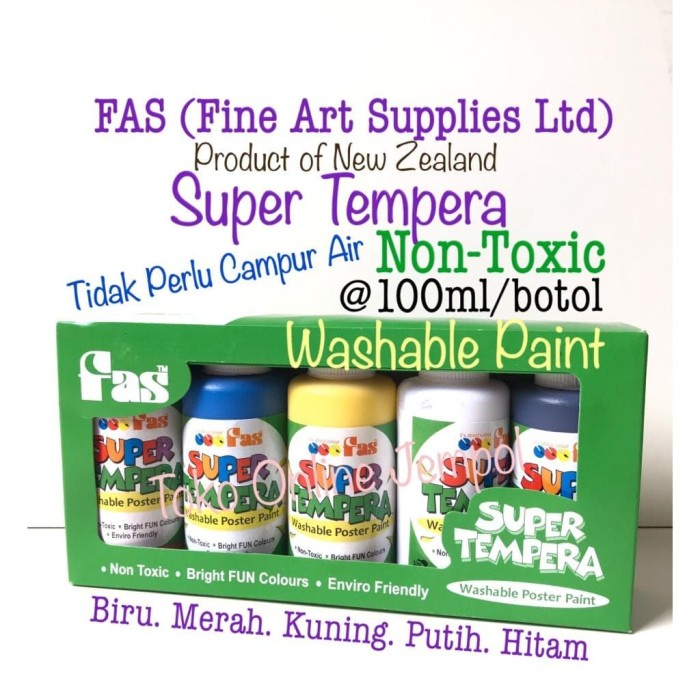 

(TERLARIS) Washable Finger Paint 5 warna Cat Non Toxic FAS Super Tempera ATK942FS