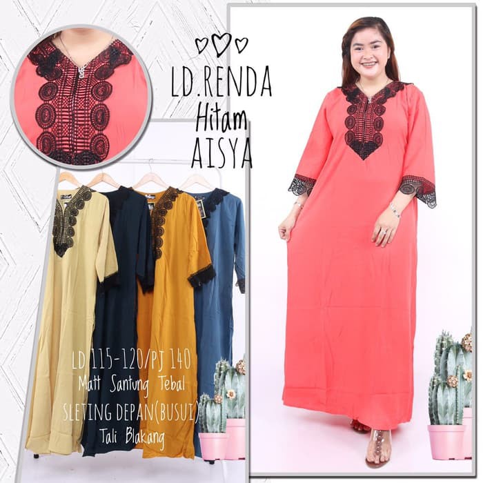Longdres Renda Hitam Aisya - Gamis Renda - Longdres Renda
