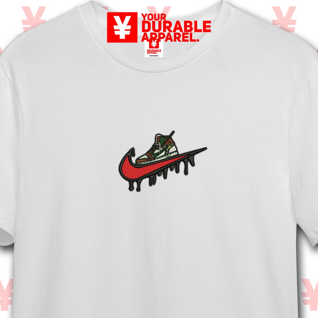 FYF T-SHIRT KAOS - AIR JORDAN X NIKE WHITE EMBROIDERY KAOS BORDIR