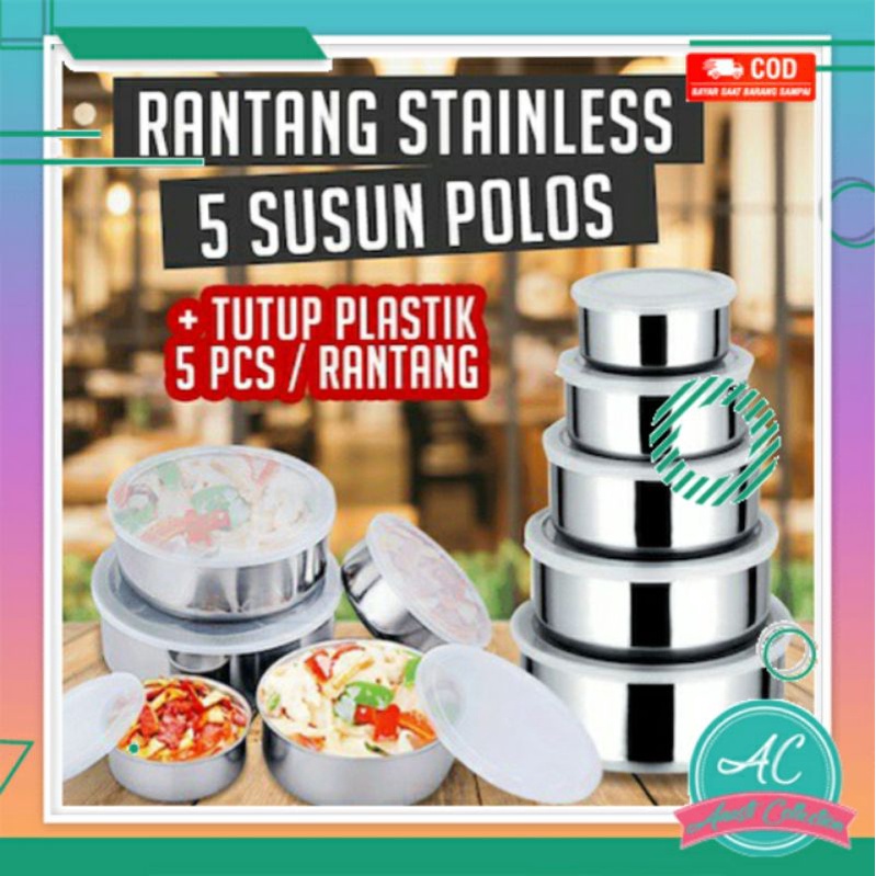 Panci Rantang makan beranak stainless steel 5 susun tempat makanan fresh rice box manci kotak nasi sayur