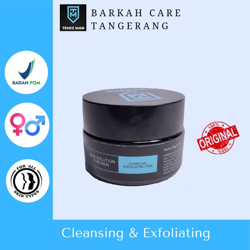 TEMIZMAN CHARCOAL EXFOLIATING RUB| MASKER| SCRUB WAJAH| SKINCARE PRIA| SKINCARE COWOK