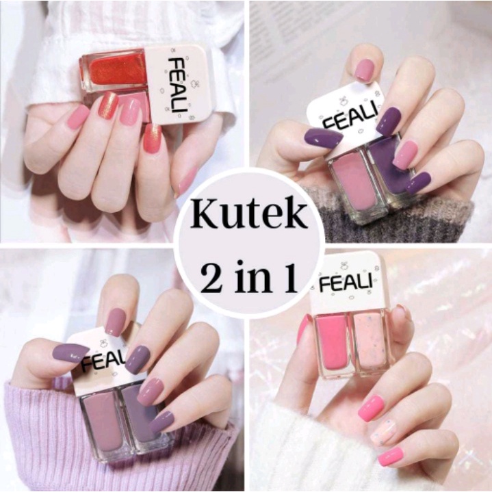 [TERMURAH SEJABAR] FEALI 2IN1 KUTEK HALAL KUTEKS 2 TONE KUTEK KOREA Cat Kuku muslimah Gel Nail polish