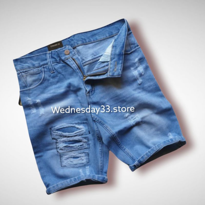 CELANA PENDEK SOBEK JEANS DISTRO PRIA BIG SIZE JUMBO