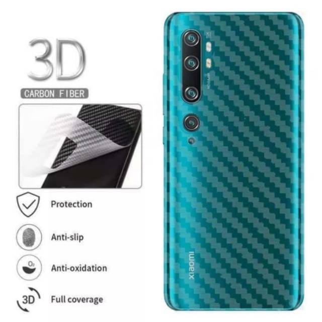 carbon fiber screen guard antigores BELAKANG XIAOMI Mi Note 10 PRO