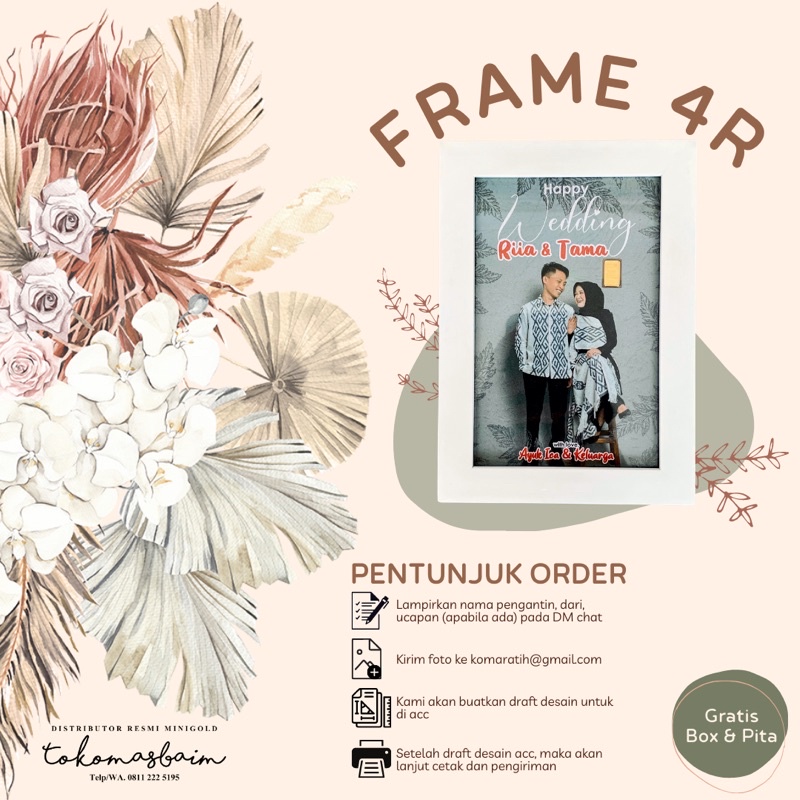Custom Frame / Bingkai 4R untuk LM Antam atau Minigold - Wedding