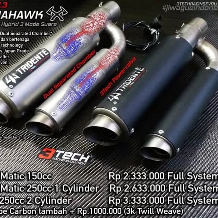 ssm-110 Knalpot Tridente F22 Tomahawk FULLSET motor 250cc 2Cylinder