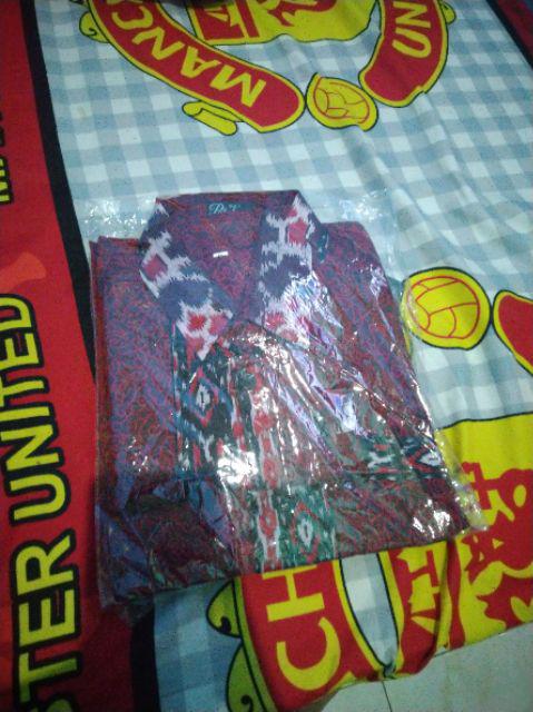 Couple Ayah Anak Batik Pria Lengan Pendek || Mega Mendung Merah