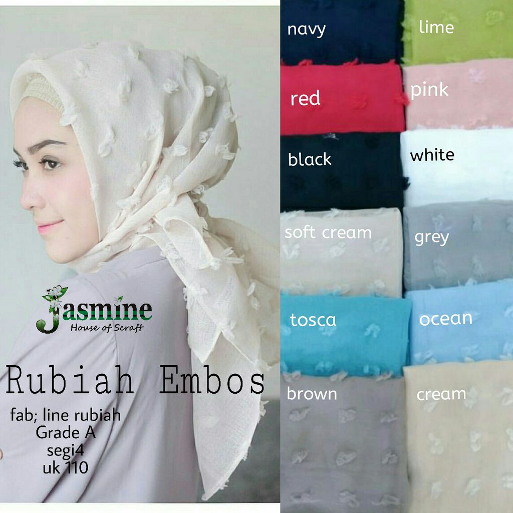 Jilbab Segi Empat Rubiah Embos Best Seller ORI Jasmine
