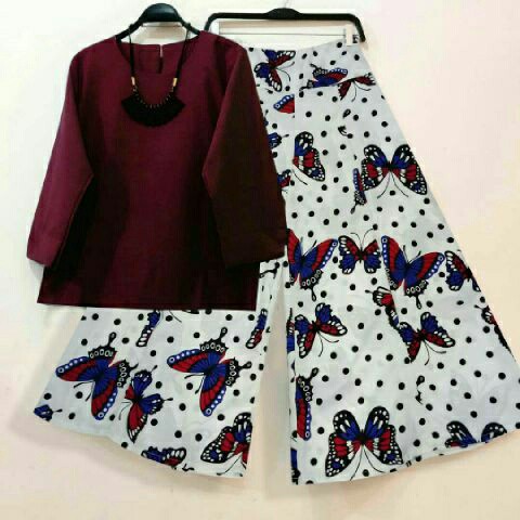 PROMO  CAT Kulot (8) Butterfly (Maroon,merah,hitam,biru) setelan wanita CR