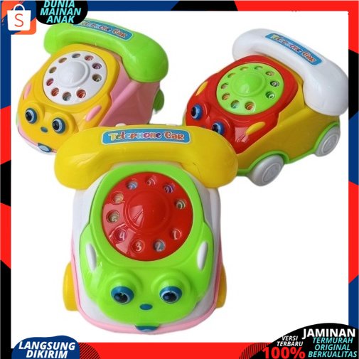 Mainan Mobil Tarik Telephone Berjalan Dan Berbunyi Kring Mainan Teether Rattle Telephone Kerincingan LT119 SNI NEW