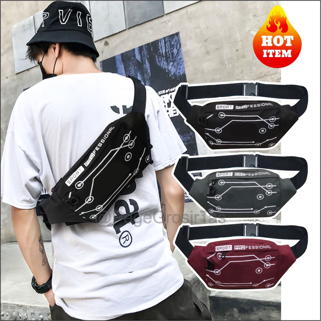 Tas Selempang Waistbag Bahu Pria Model Sablon Distro Bisa Dipakai Untuk Tas Pinggang - PG -- 8845