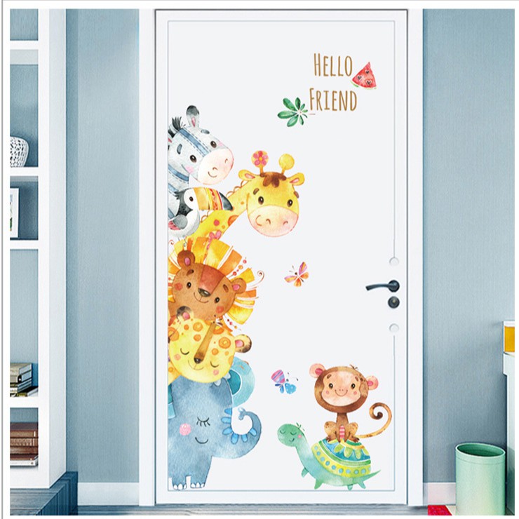 Reliza Wall Sticker Hello Friends Animal Intip Stiker Dinding PA1055