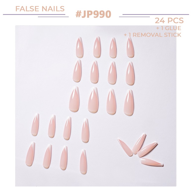 24 PCS False Nail #JP990 High Quality | Kuku Palsu Glossy | Waterproof