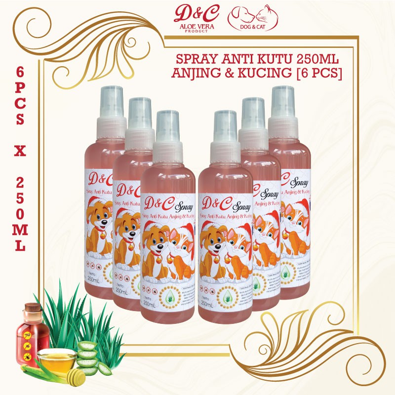 D&C Grosir Spray Anti Kutu Anjing & Kucing 6 Pcs - 250ML