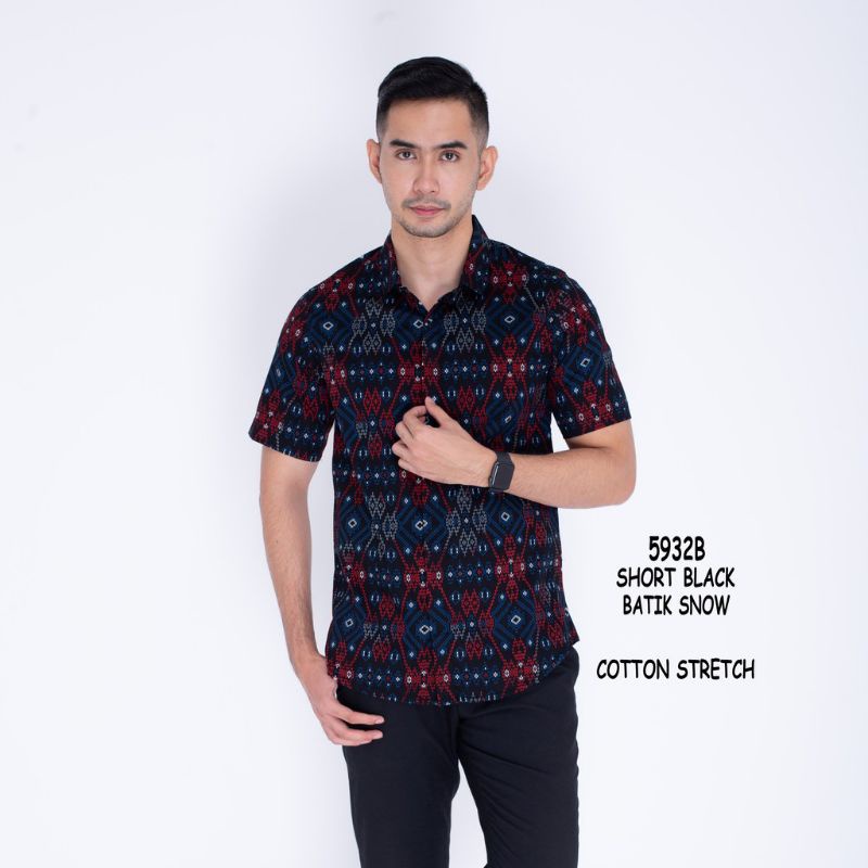 Baju kemeja Batik Lengan Pendek Pria Motif Songket