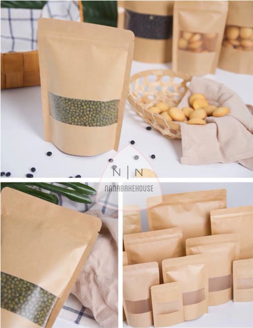 Craft Standing pouch | ziplock bag craft kemasan kopi makanan granola keripik masker bubuk