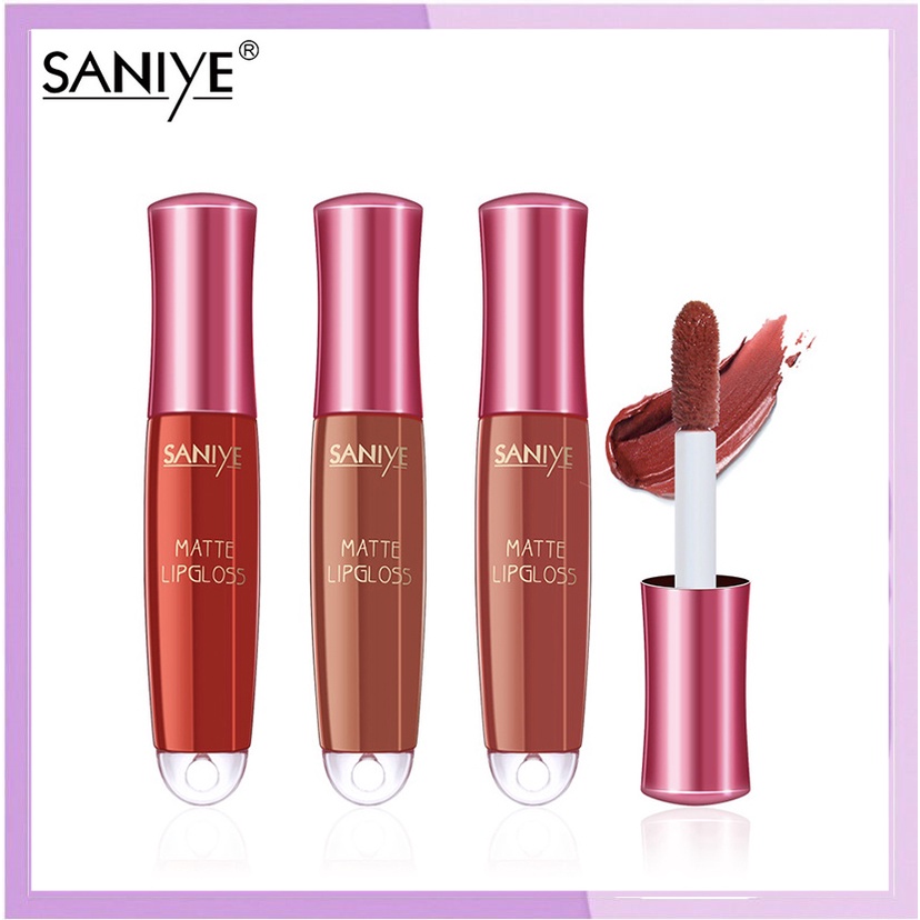 SANIYE Soft Matte Lip Gloss Lipstick Velvet Lipstik Waterproof/Tahan Lama Membuat Bibir Menjadi Berwarna SA020