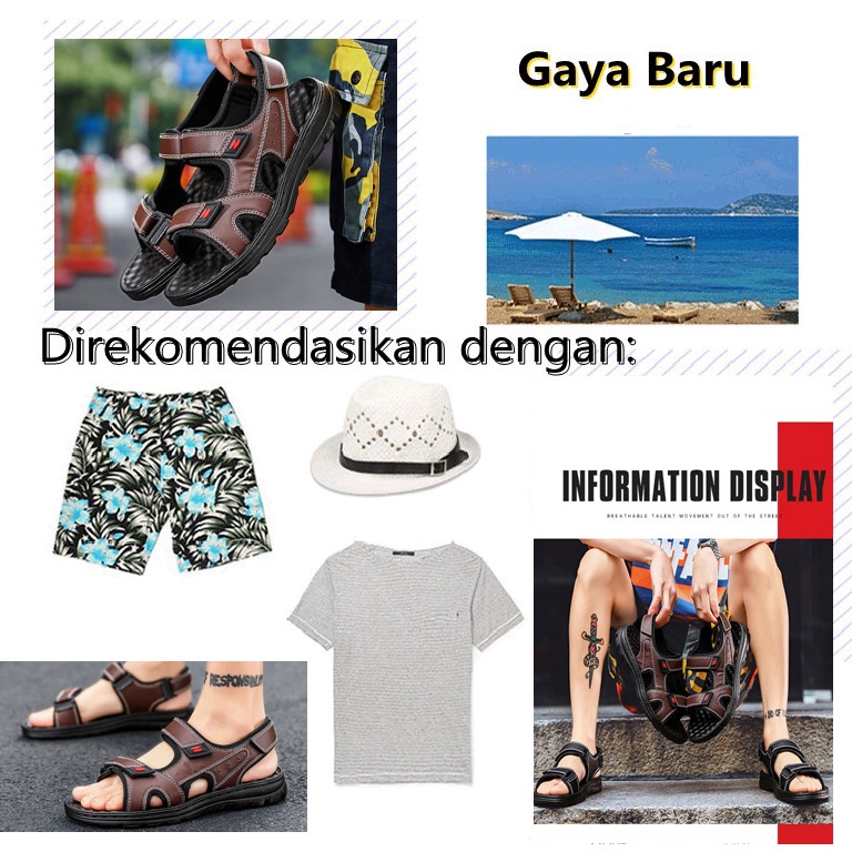 [100% IMPORT] Sandal Gunung Pria Sandal Pria Sendal Gunung Pria Sandal Santai Sandal Pria Kulit Terbaru Nyaman, Ringan, Tahan Bau Sandal Pantai Sandal Pria Olahraga Pelajar Remaja Sandal