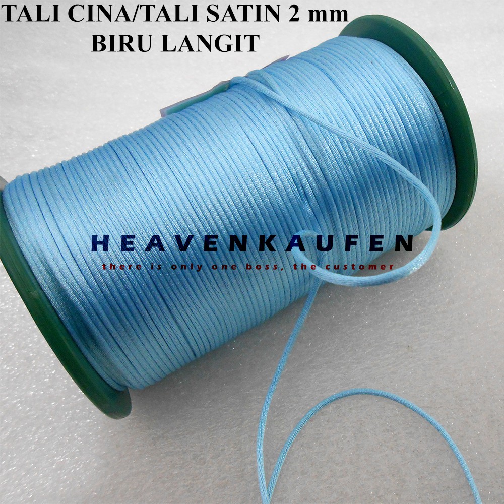 Tali Cina - Tali Satin Cina 2 mm Biru Langit Meteran Murah