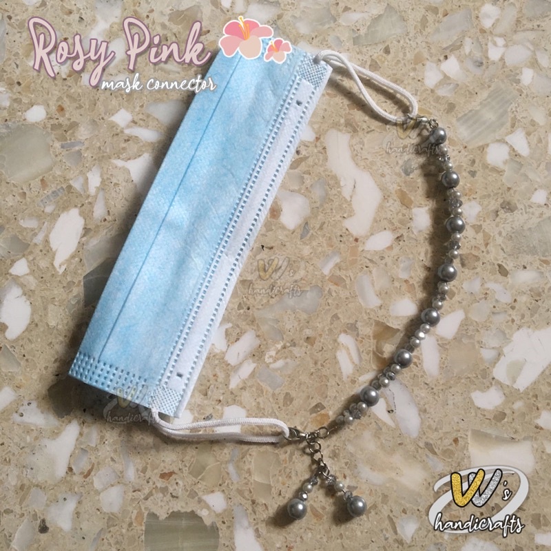 Konektor Pengait Masker Gelang Rosy Pink Mask Connector Bracelet Mute Manik Beads Elegan Fashion Per