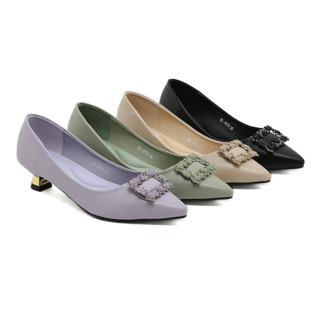 ELLORA EL-1676 Sepatu Heels Kerja Wanita 4cm Import