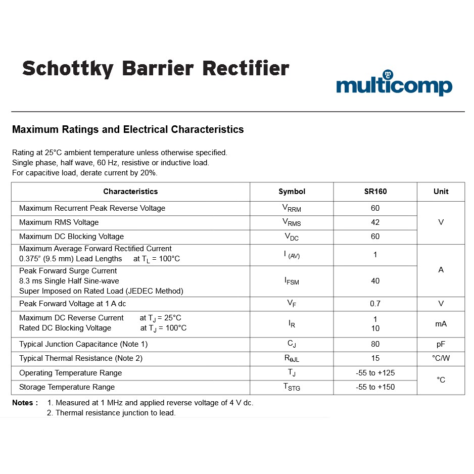 Dioda Schottky 1A - 3A  40 - 60V Barrier Rectifier Diode