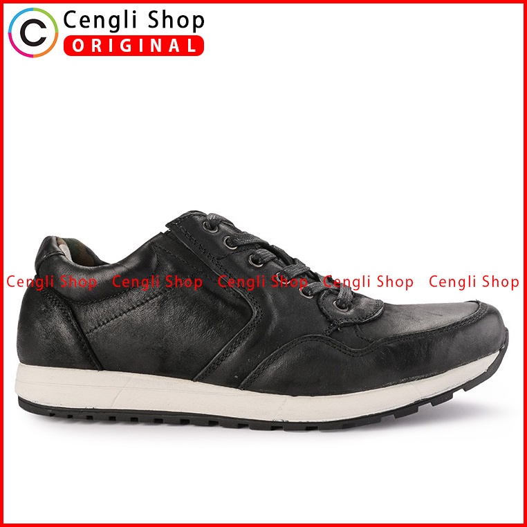 SEPATU SNEAKER JIM JOKER PRIA ORIGINAL CASUAL KULIT ASLI HITAM JJ15