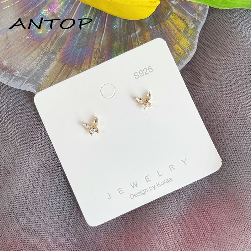 Korea Fashion Anting-Anting Sederhana Temperamen Paduan Telinga Studs Set Kupu-kupu Cinta Hati Perhiasan Untuk Wanita ANTOP