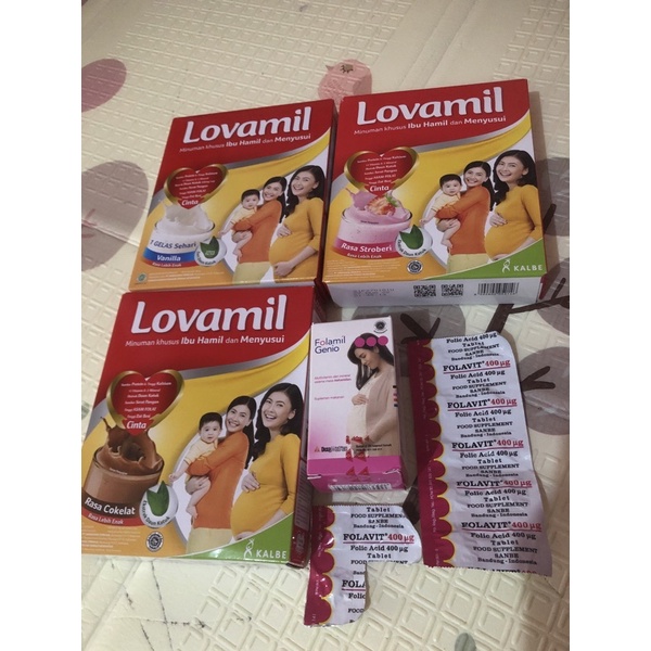 folamil genio, susu hamil lovamil, folavit 1 paket masih baru bukan preloved