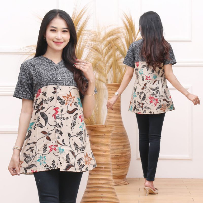 Maura Couple - Sania Ruffle Batik Couple Ori Ndoro Jowi DNT Garansi Termurah Shopee SELENDANG MERAK-Blus pd teratai