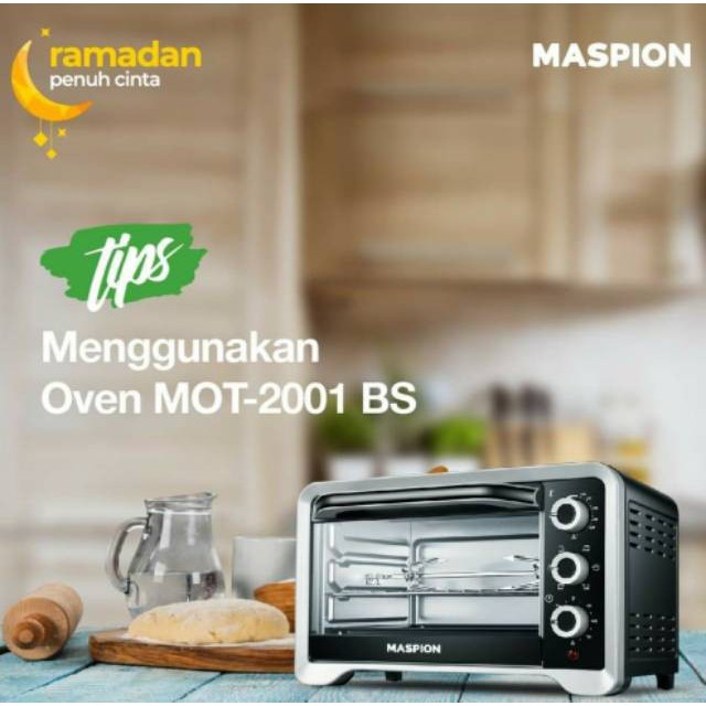 MASPION Oven Listrik 20 Liter / Oven Toaster With Rotisserie MOT 2001 BS - Garansi Resmi 1 Tahun