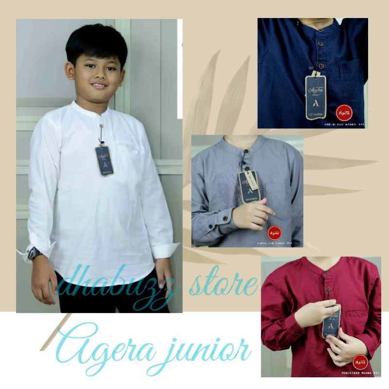 BAJU KURTA KEMEJA KOKO KEMKO ANAK KATUN ORIGINAL TERBARU LENGAN PANJANG AGERA JUNIOR