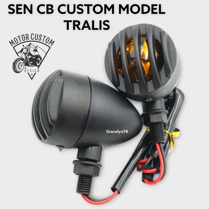 SEIN RETENG TERARIS CUSTOM JAPSTYLE CB MODEL TRALIS GRIL PLASTIK  HITAM ISI 2 PCS SEPASANG