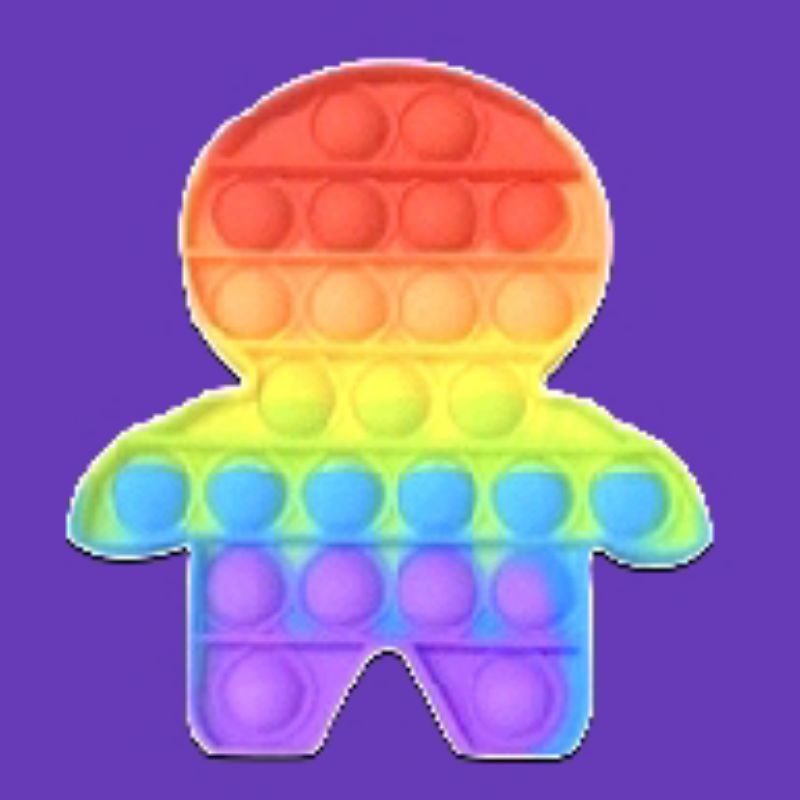 ready Banjarmasin fidget Pop It warna biasa/Pelangi its Mainan anak penghilang stres-Manusia