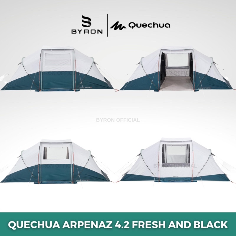 QUECHUA Tenda Arpenaz Family 4.2 Fresh &amp; Black Untuk 4-6 Orang - 2 Kamar