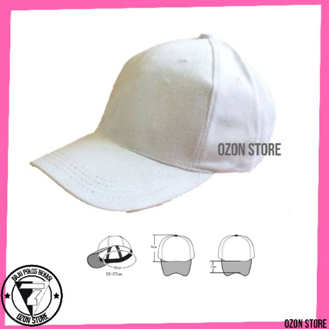 Topi Baseball Distro Caps Polos Pengait Besi Bahan Rapel Premuum - Putih