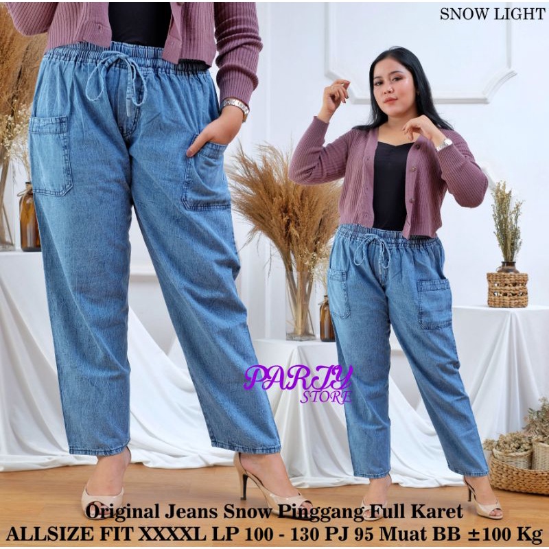 celana big size baggy jeans boyfriend saku kantong depan muat bb 100kg