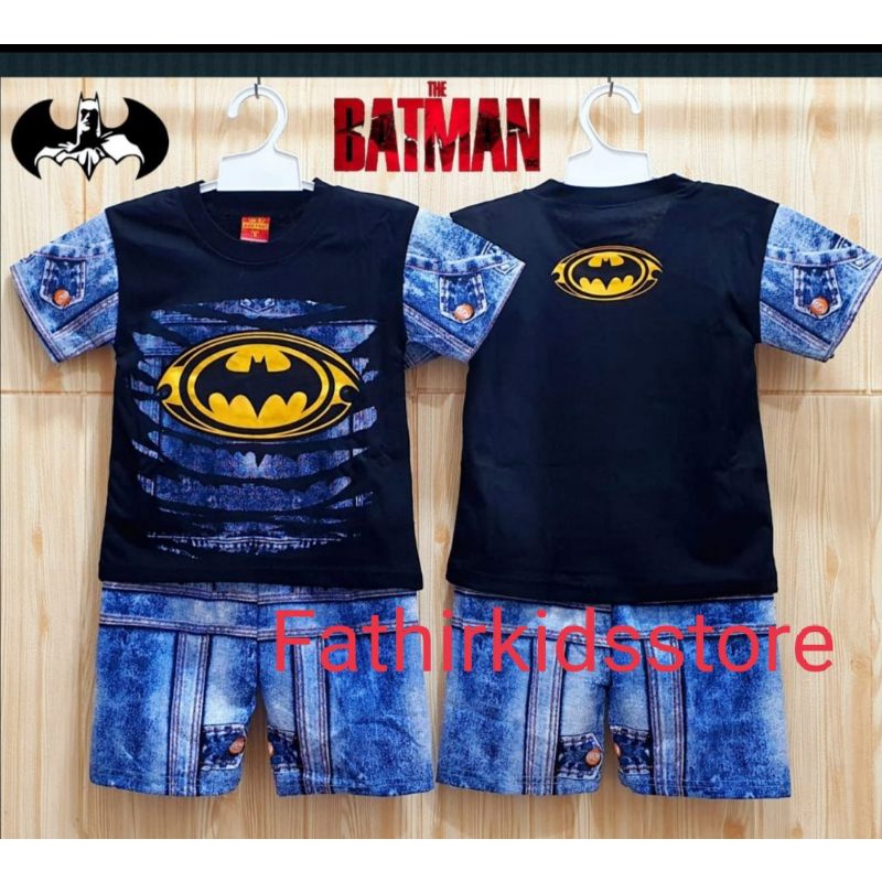 SETELAN ANAK KARAKTER BATMAN MOTIF LEVIS