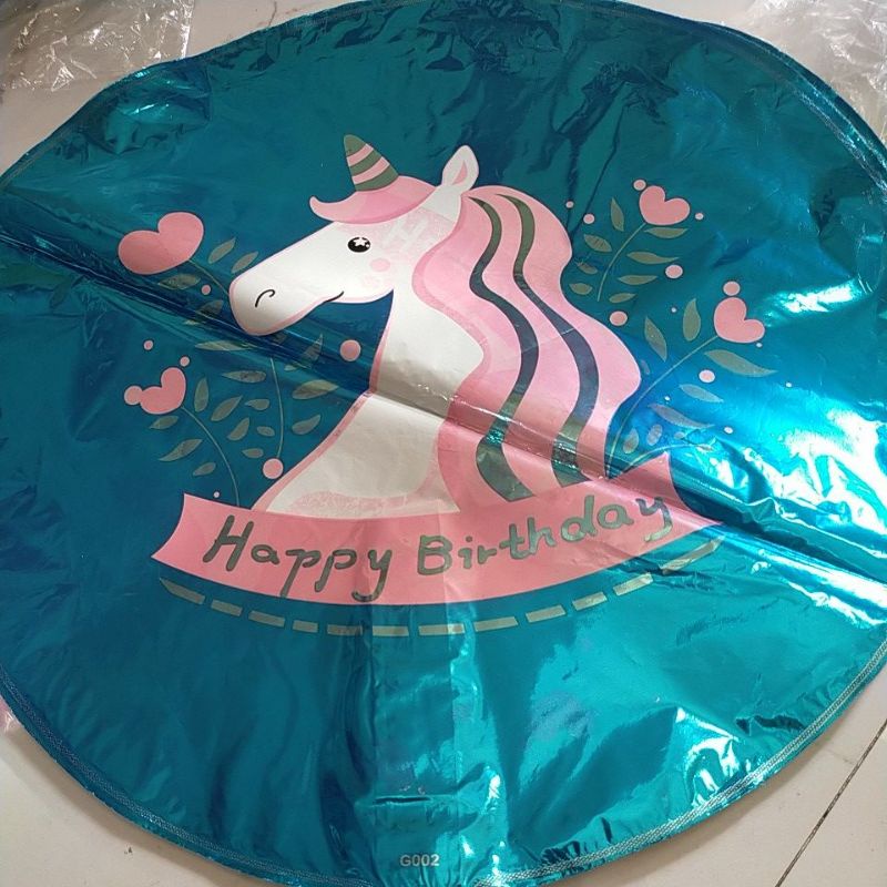 balon foil bulat karakter unicorn