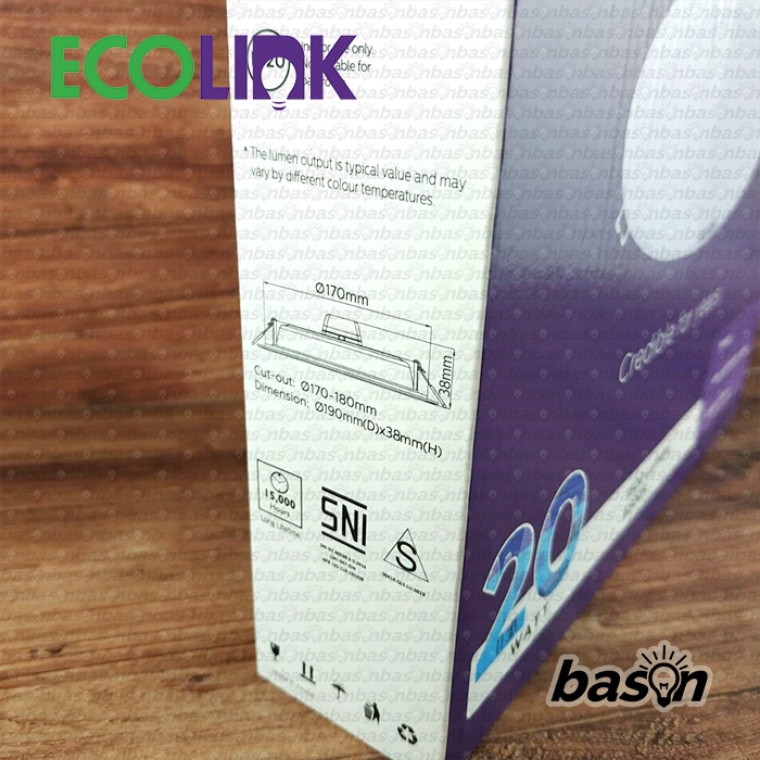 ECOLINK EDN200B 20W LED15 D175 7 inch - Lampu Downlight LED