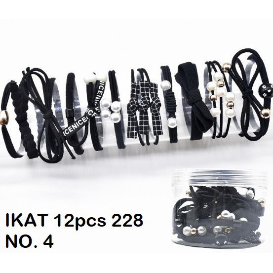 HC Ikat Rambut 12 Pcs KODE 228 Ikat Rambut Set Wanita Termasuk Tabung Kunciran Rambut Set-HC3050 HITAM