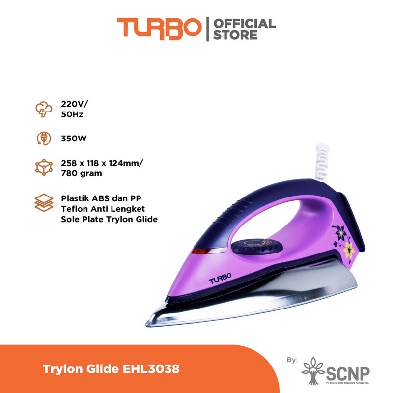 TURBO Seterika Listrik Trylon Glide EHL 3038 GARANSI RESMI