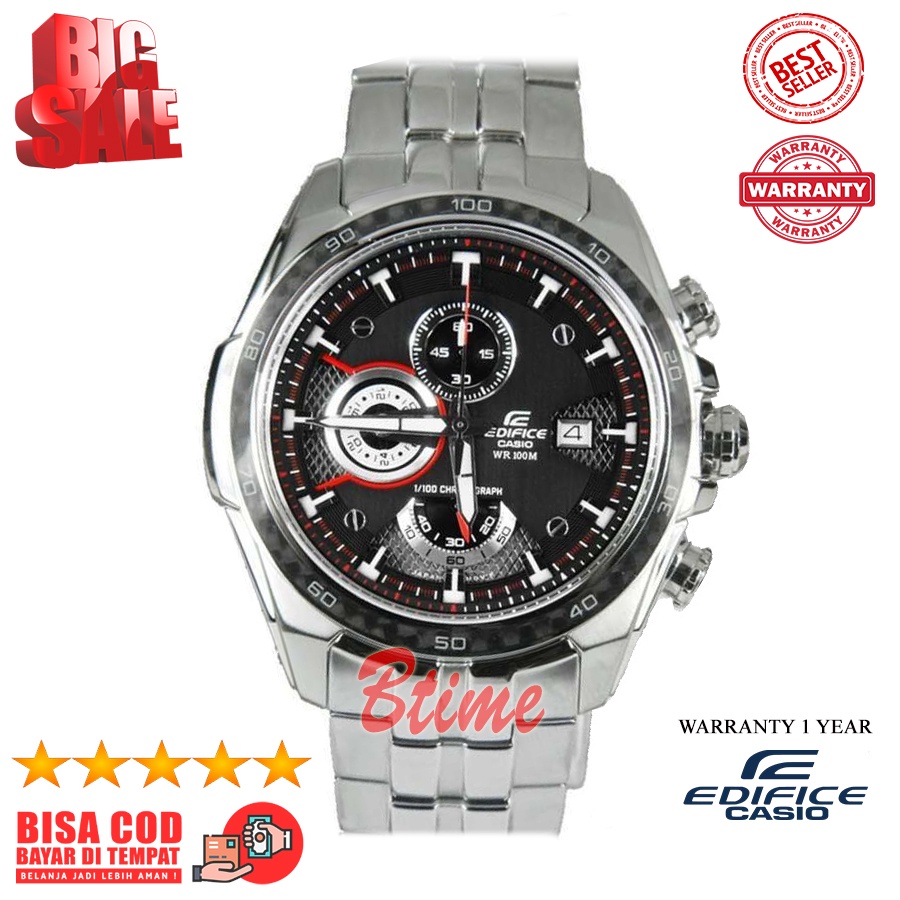 Promo Casio Edifice EF 565D-1AVDF Strap Stainless Jam Tangan Pria Grosir Termurah Bayar ditempat Gar