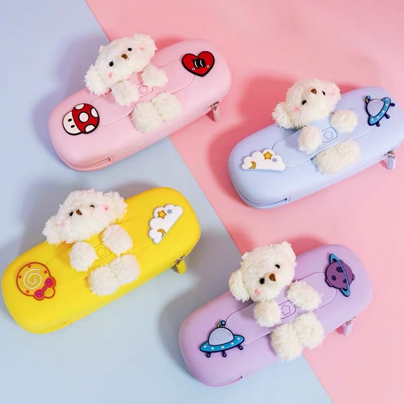 

KOTAK PENSIL ANAK BAHAN SILIKON DENGAN KARTUN BONEKA TEDDY BEAR LUCU PENCIL CASE NEWMEBOX