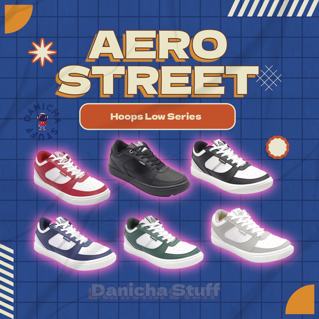 Aerostreet 2D Hoops Low Full Hitam/ Hoops Low Merah Hitam / Hoops Low Full Putih / Hoops Low Hitam P