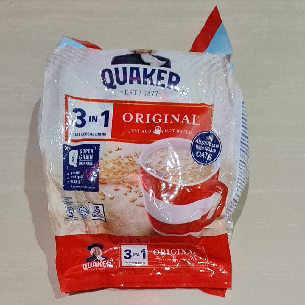 Oat Cereal Drink Quaker 3in1 Original 15 x 28 Gram