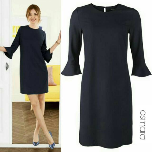 ESMARA - TRUMPETSLEEVES NAVY DRESS